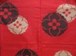 Photo5: 2924T06z650 Vintage Japanese Kimono Silk MEISEN KOMON Flower Dark red (5)