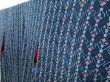 Photo3: 2925T10z810 Vintage Japanese Kimono Silk KOMON Flower Dark cyan blue (3)