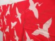 Photo2: 2925T04z710 Vintage Japanese Kimono Jinken synthetic JUBAN Flying crane Red (2)