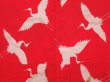 Photo3: 2925T04z710 Vintage Japanese Kimono Jinken synthetic JUBAN Flying crane Red (3)