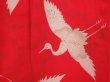 Photo4: 2925T04z710 Vintage Japanese Kimono Jinken synthetic JUBAN Flying crane Red (4)