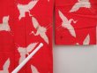 Photo5: 2925T04z710 Vintage Japanese Kimono Jinken synthetic JUBAN Flying crane Red (5)