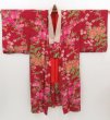 Photo7: 2931T07z380 Antique Japanese Kimono Silk JUBAN Sakura Wine red (7)