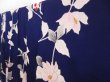 Photo2: 2931T12z640 Vintage Japanese Kimono Silk KOMON Flower Dark lavender blue (2)