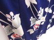 Photo3: 2931T12z640 Vintage Japanese Kimono Silk KOMON Flower Dark lavender blue (3)