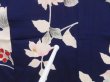 Photo7: 2931T12z640 Vintage Japanese Kimono Silk KOMON Flower Dark lavender blue (7)