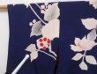 Photo8: 2931T12z640 Vintage Japanese Kimono Silk KOMON Flower Dark lavender blue (8)