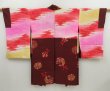 Photo1: 3008T03z510 Vintage Japanese Kimono Silk LONG HAORI Flower Red-Brown (1)