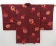 Photo2: 3008T03z510 Vintage Japanese Kimono Silk LONG HAORI Flower Red-Brown (2)