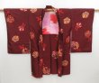 Photo6: 3008T03z510 Vintage Japanese Kimono Silk LONG HAORI Flower Red-Brown (6)