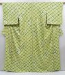 Photo1: 3002T01z890  Japanese Kimono Silk SHIBORI KOMON  Yellow green (1)