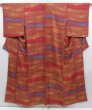 Photo1: 3002T03z950  Japanese Kimono Silk KOMON Chrysanthemum Red-Brown (1)