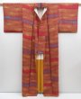 Photo4: 3002T03z950  Japanese Kimono Silk KOMON Chrysanthemum Red-Brown (4)