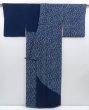 Photo4: 3002T10z820  Japanese Kimono Silk TSUKESAGE Leaf Navy (4)