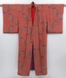 Photo2: 3002T11z600 Vintage Japanese Kimono Silk KOMON  Dark coral (2)