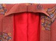 Photo4: 3002T11z600 Vintage Japanese Kimono Silk KOMON  Dark coral (4)