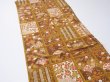 Photo2: 1I01z60  Japanese Kimono Crepe Silk  FABRIC Flowers Ochre 39.4x13.8 (2)