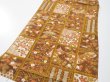 Photo3: 1I01z60  Japanese Kimono Crepe Silk  FABRIC Flowers Ochre 39.4x13.8 (3)