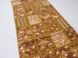 Photo3: 1I02z60  Japanese Kimono Crepe Silk  FABRIC Flowers Ochre 39.4x13.4 (3)