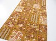 Photo2: 1I05z90  Japanese Kimono Crepe Silk  FABRIC Flowers Ochre 60.6x13.8 (2)