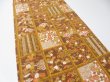 Photo3: 1I05z90  Japanese Kimono Crepe Silk  FABRIC Flowers Ochre 60.6x13.8 (3)