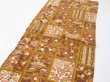 Photo4: 1I05z90  Japanese Kimono Crepe Silk  FABRIC Flowers Ochre 60.6x13.8 (4)