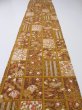 Photo6: 1I05z90  Japanese Kimono Crepe Silk  FABRIC Flowers Ochre 60.6x13.8 (6)