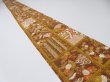 Photo1: 1I09z60  Japanese Kimono Crepe Silk  FABRIC Flowers Ochre 77.2x6.7 (1)