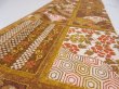 Photo5: 1I09z60  Japanese Kimono Crepe Silk  FABRIC Flowers Ochre 77.2x6.7 (5)