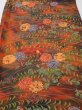 Photo1: 3M02z60  Japanese Kimono Silk  FABRIC Chrysanthemum Orange-Brown 40.9x14.2 (1)