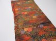 Photo3: 3M02z60  Japanese Kimono Silk  FABRIC Chrysanthemum Orange-Brown 40.9x14.2 (3)