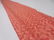 Photo1: 3N08z40  Japanese Kimono Silk  FABRIC Flowers Orange-Red 55.9x7.5 (1)