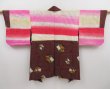 Photo1: 3012T13z480 Vintage Japanese Kimono Cotton HAORI Flower Purple-Brown (1)