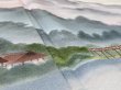 Photo4: 4J01z90  Japanese Kimono Silk Hand painted FABRIC Scenery Olive 46.5x18.5 (4)