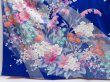 Photo5: 3014T02z1190  Japanese Kimono Silk FURISODE Flowers Royal blue (5)