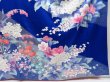 Photo6: 3014T02z1190  Japanese Kimono Silk FURISODE Flowers Royal blue (6)