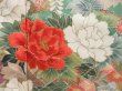 Photo8: 3014T03z1390  Japanese Kimono Silk FURISODE Peony Dull green (8)