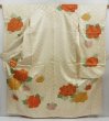 Photo1: 3014T07z1100 Vintage Japanese Kimono Silk FURISODE Peony Off-white (1)