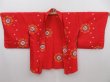 Photo7: 3015T06z340 Vintage Japanese Kimono Silk MEISEN HAORI Flower Tomato red (7)