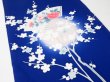 Photo2: 4J01z70  Japanese Kimono Silk  FABRIC Plum branch Dark blue 47.2x13.8 (2)