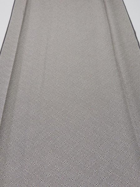 Photo1: 4F03z80  Japanese Kimono Silk  FABRIC Sayagata Gray 64.6x13.8 (1)