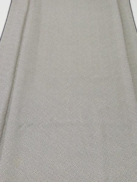 Photo1: 4F05z80  Japanese Kimono Silk  FABRIC Sayagata Gray 64.6x14.2 (1)