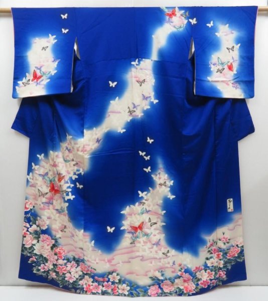 Photo1: 3023T07z940  Japanese Kimono Silk Artist work TSUKESAGE Butterfly (1)