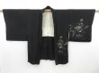 Photo6: 3126T11z530 Vintage Japanese Kimono Silk HAORI Flower Black (6)