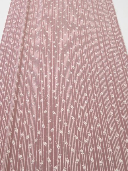 Photo1: 1K03z100  Japanese Kimono Silk  FABRIC Yabane Rosy brown 72.4x14.6 (1)