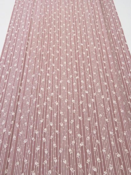 Photo1: 1K04z100  Japanese Kimono Silk  FABRIC Yabane Rosy brown 72.4x14.6 (1)