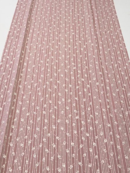 Photo1: 1K06z100  Japanese Kimono Silk  FABRIC Yabane Rosy brown 72.4x14.6 (1)