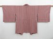 Photo1: 3128T12z560  Japanese Kimono Silk HAORI Stripe Ash rose (1)