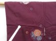 Photo5: 3131T11z720 Vintage Japanese Kimono Silk HAORI Chrysanthemum Dark grape (5)