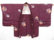 Photo6: 3131T11z720 Vintage Japanese Kimono Silk HAORI Chrysanthemum Dark grape (6)